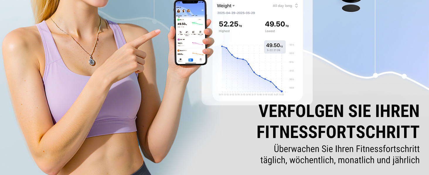 Вага для вимірювання жиру та м'язів ACCUWEIGHT з Bluetooth, аналіз тіла, вимірювання 17 показників, до 180 кг