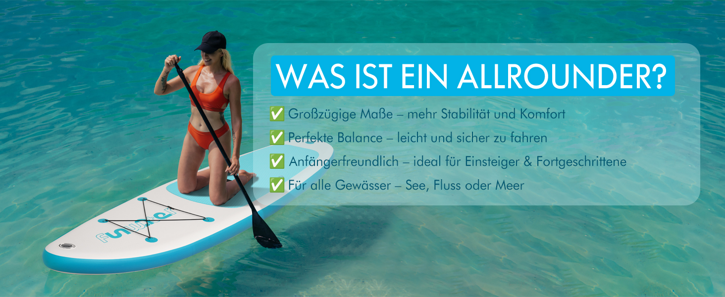 Надувний SUP Борд FunWater 320CM – Комплект для Сапбордингу: Весло, Рюкзак, 3 Ласти, Насос, Леєра. Підходить для початківців та досвідчених. 10' 6 – Оранжевий/Білий