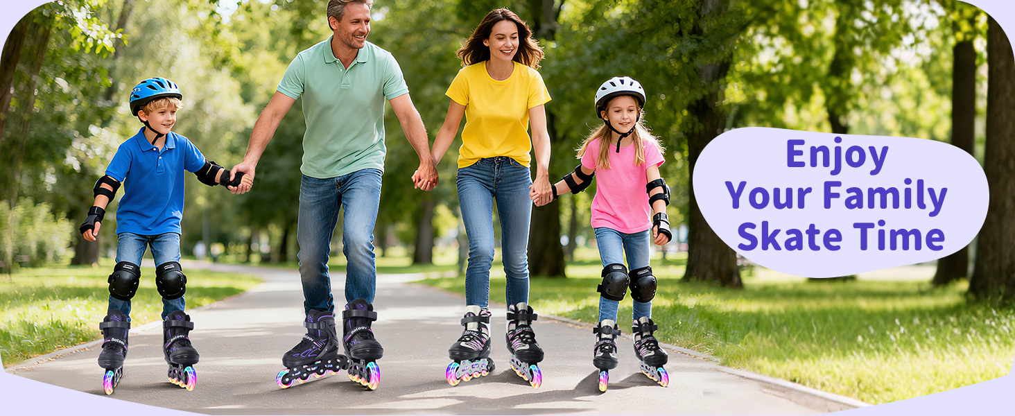 Інлайни BELEEV для дітей, підлітків та дорослих, ролики з регульованим розміром, світлодіодні шнурки та колеса, фіолетовий (EU 38-41)