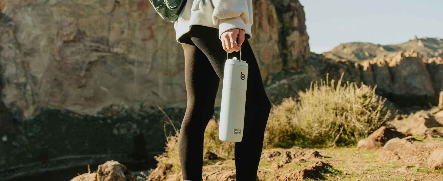 Термобутилка BOTTLE BOTTLE 680 мл з трубочкою, кришкою та ручкою, спортивна нержавіюча пляшка для води, подвійні стінки, герметична, для спорту, подорожей, тренажерного залу