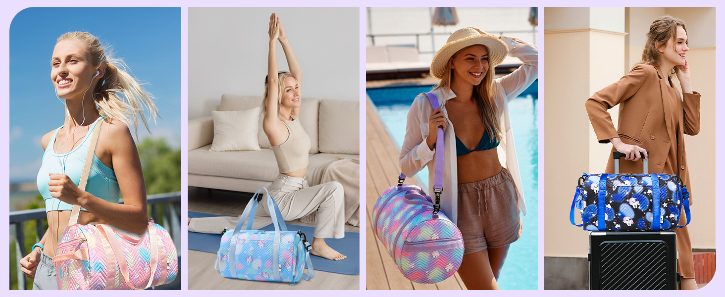 Спортивна сумка для дівчаток з єдинорогом, водонепроникна сумка для плавання з відділенням для взуття та мокрих речей, маленька дамська сумочка, спортивна сумка для подорожей, фітнесу, школи, плавання, рожева