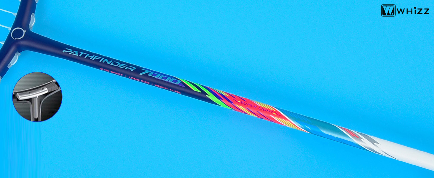 Набір для бадмінтону WHiZZ Carbon: ракетка графітова, волани, намотки, сумка (Циан)