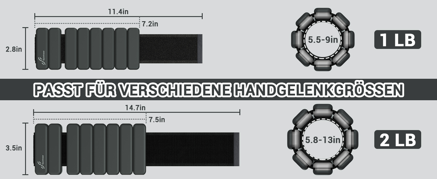 Портативні манжети Sportneer - Комплект з 2 (0,5 кг і 1 кг кожна) для жінок і чоловіків, Набір ваги для щиколотки для йоги, танців, аеробіки 0,5 кг*2 Polar Night Black