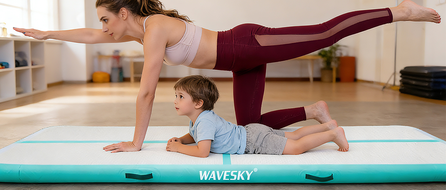 Гімнастичний надувний мат для тренувань, 3/4/5 метрів, 10 см заввишки, рожева (300x100x10 см)