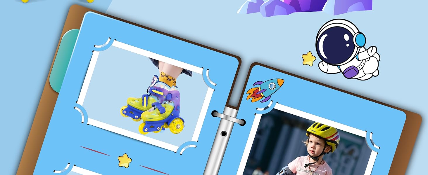 Дитячі ролики Kinder Rollschuhe для дівчаток та хлопчиків, ролики Єдиноріг/Морська русалка, світлові колеса, 4 розміри, регульовані, для початківців, подарунок на Новий рік/День народження (S(31~34), Колір: блакитний)