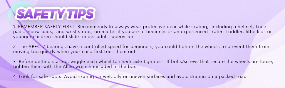 Дитячі ролики LOKJIJI для хлопчиків та дівчаток, регульовані, 4 розміри, фіолетово-білі та чорно-білі (M, чорний & фіолетовий)