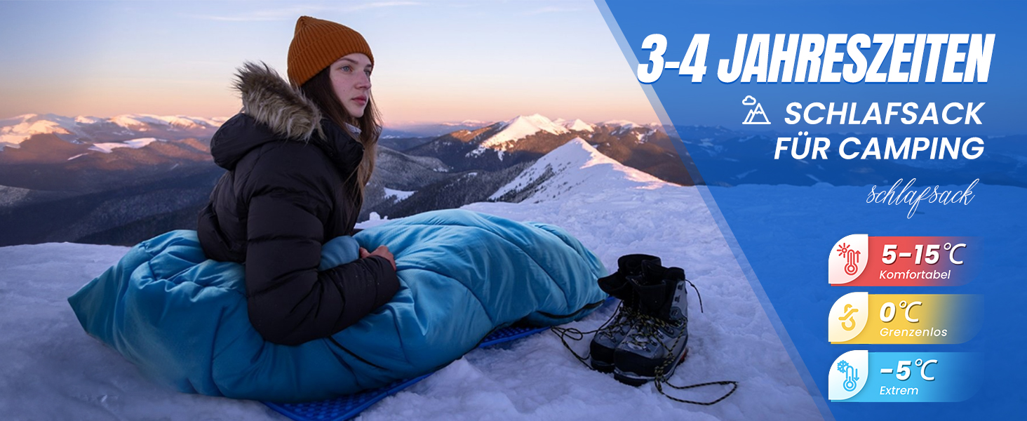 Спальник Forceatt 3-сезонний (5°C - 25°C) для кемпінгу, подорожей та фестивалів, водонепроникний, ультралегкий, блакитно-зелений