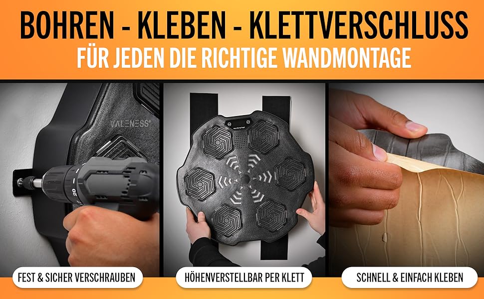 Музична бокс-машина VALENESS® – Smart бокс з музикою та LED, бокс-автомат для стіни, комплект з боксерськими рукавичками. Ідеальне тренування боксу вдома для дітей та дорослих (ручна музична бокс-машина)