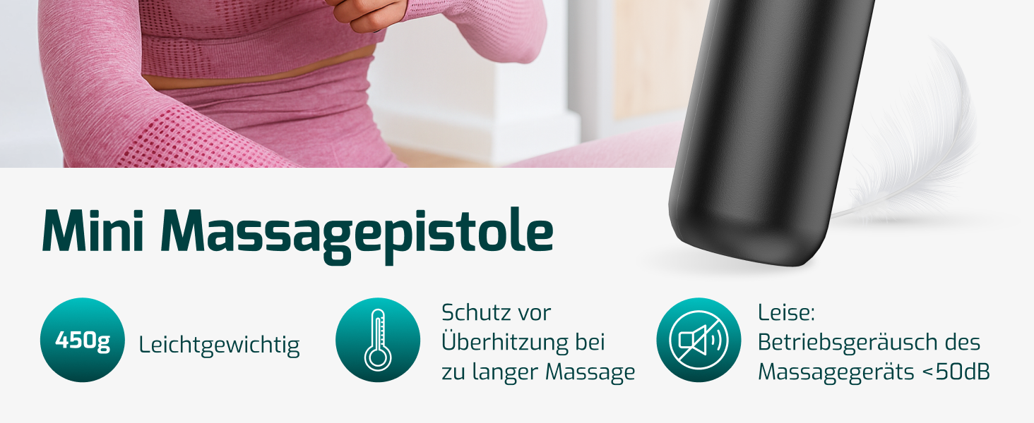 Масажер-пістолет, тихий масажер з 30 рівнями швидкості, 8 насадок для глибокого масажу м'язів, для шиї, спини та всього тіла, міні масажер