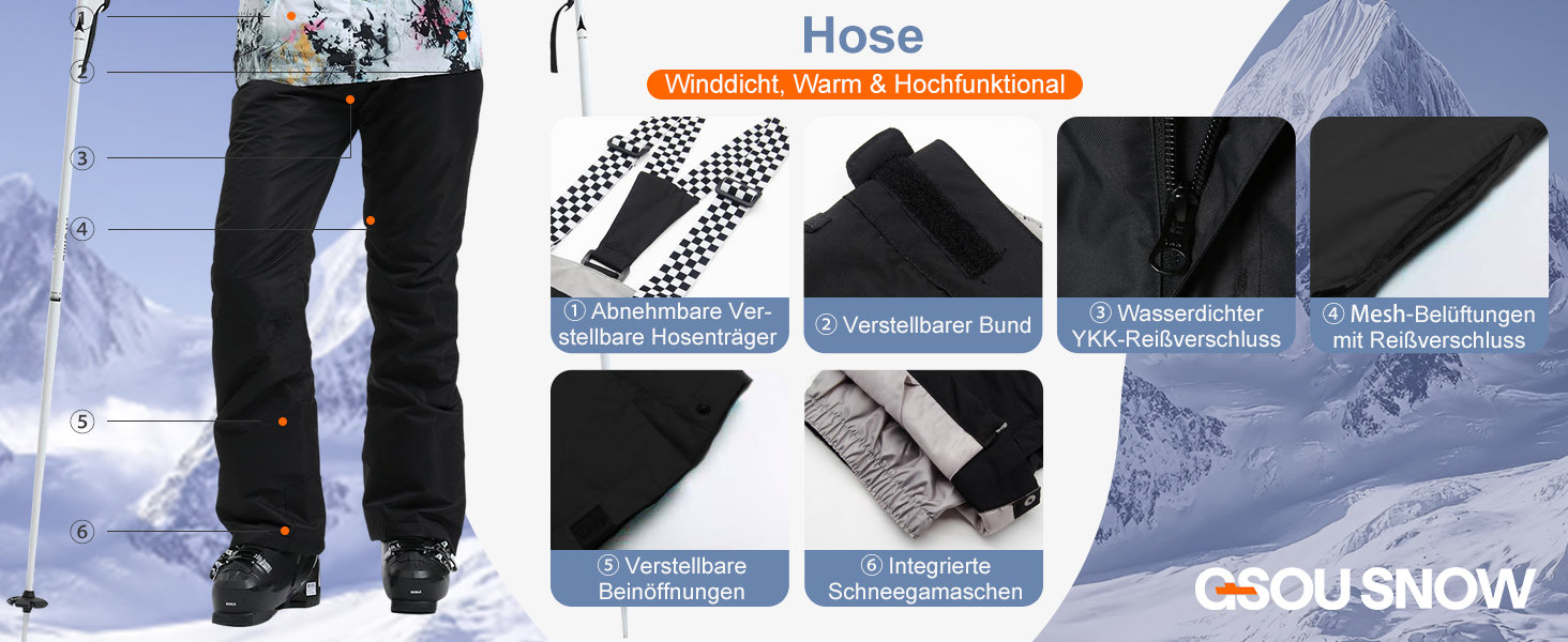 Жіночий гірськолижний костюм GSOU SNOW 2 частини: куртка та штани - водонепроникний, вітронепроникний, дихаючий, з утепленням, з капюшоном, Bergfrost + Чорний, розмір M