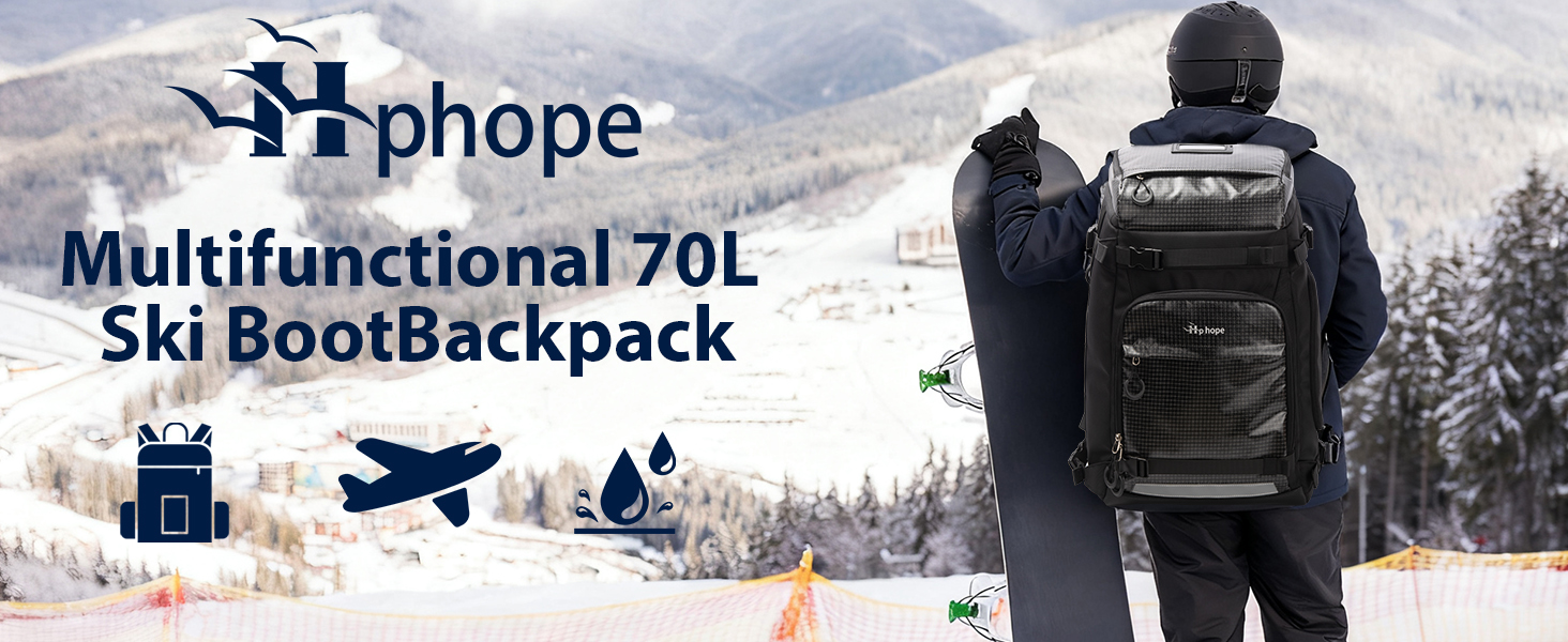 Чорний рюкзак HP 70L для гірськолижного спорядження з відділенням для шолома