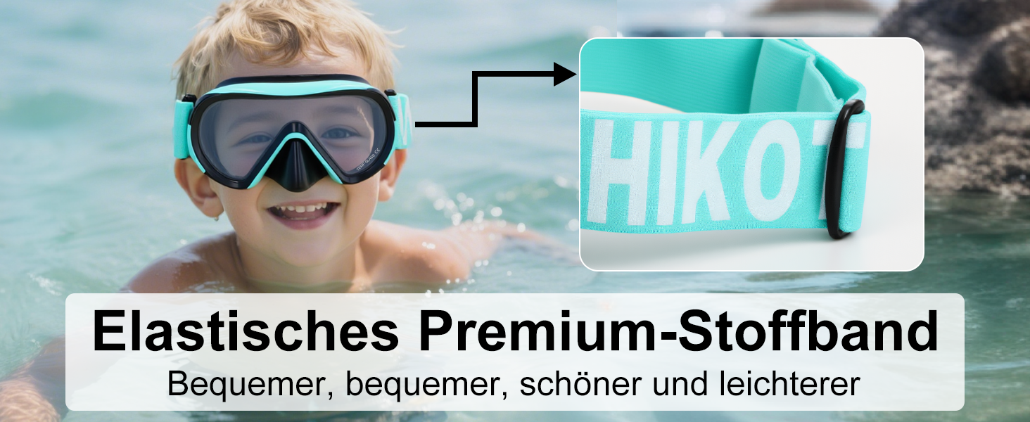 Дитяча маска для снорклінгу Kinder з трубкою, 180° панорама, анти-запітніння, блакитна (4-16 років)