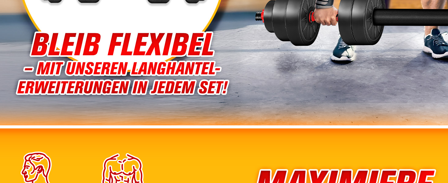 Набір гантелей 2 в 1 Hanteln Set 15-30kg: регульовані гантелі, штанга, з'єднання 30 кг