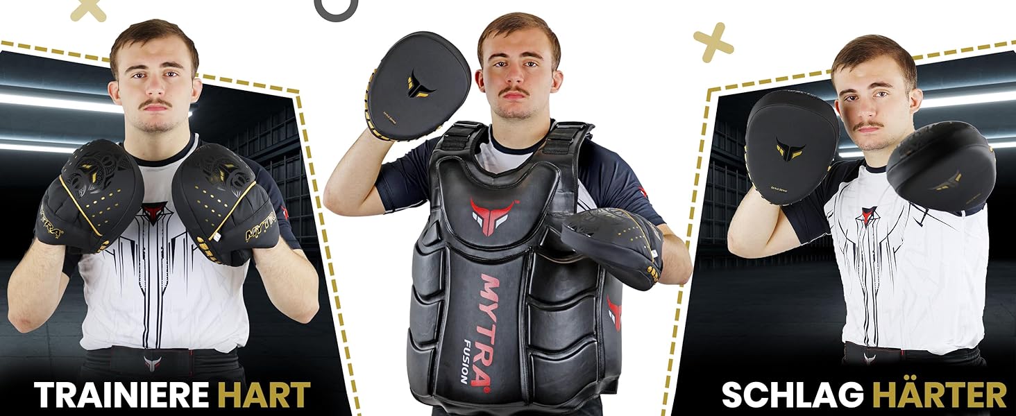 Mytra Fusion Box Pratzen - Рукавички для ударів Mytra Fusion Box, білі. Ідеально для боксу, муай-тай та інших видів єдиноборств.