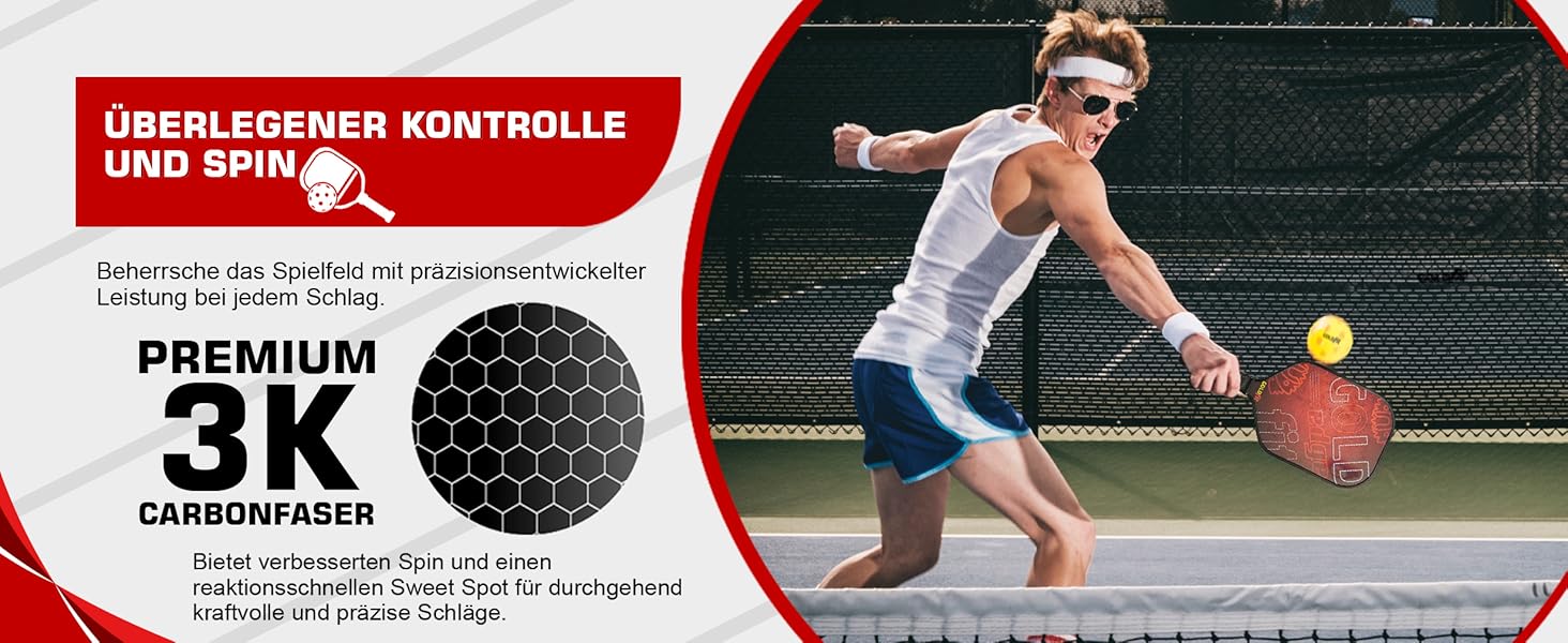 Набір для піклболу з карбоновим волокном, 4 м'ячі, сумка, легкий, ергономічний, для чоловіків та жінок всіх рівнів