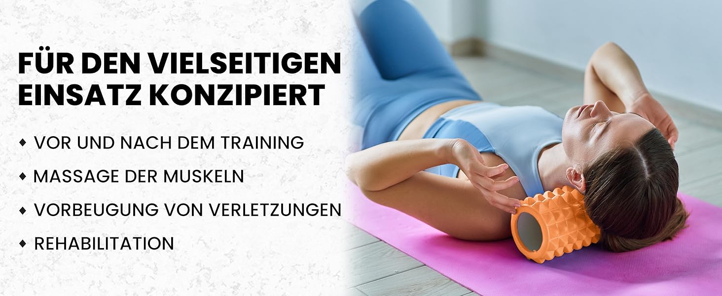 Набір для масажу фасцій Unycos: ролер, стрічка, м'яч, стік, мотузка, сумка | До 120 кг, чорний/оранжевий