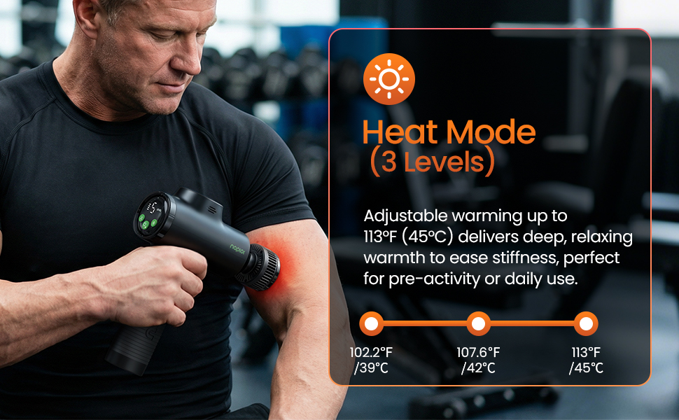 Масажер для тіла з охолодженням та підігрівом, тихий масаж глибоких м'язів проти болю в шиї та спині, LCD дисплей, ергономічний ручний масажер для дому та фітнесу, з сумкою