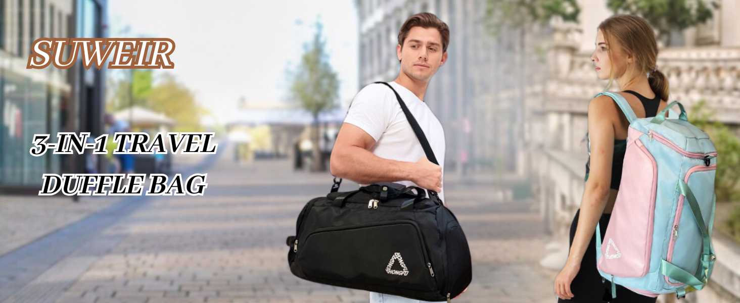 Спортивна сумка для жінок 45L з відділенням для взуття, мокрою сумкою, водонепроникна, для подорожей, спортзалу, басейну. Сумка-рюкзак для фітнесу, спорту, подорожей. Зелена/Рожева.