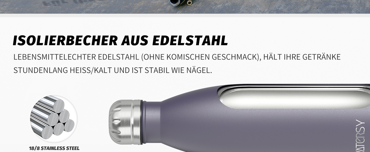 Термос-пляшка для спорту WATERSY 500 мл, нержавіюча сталь, дитяча, з подвійними стінками, чорна, без BPA