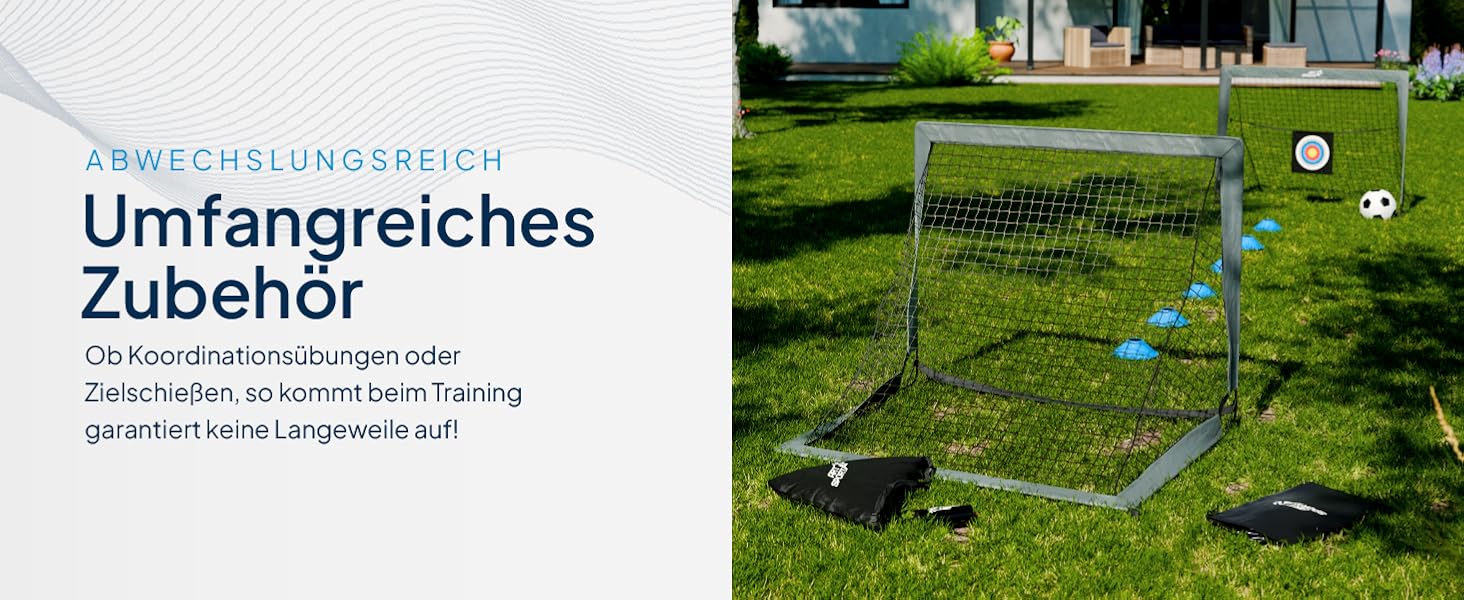 ArtSport Ворота для футболу Pop-up Goal Master - 2 шт. з аксесуарами - складані та готові до гри - 2 ворота для гри в приміщенні та на вулиці - дитячий футбол, ворота (Сірий)