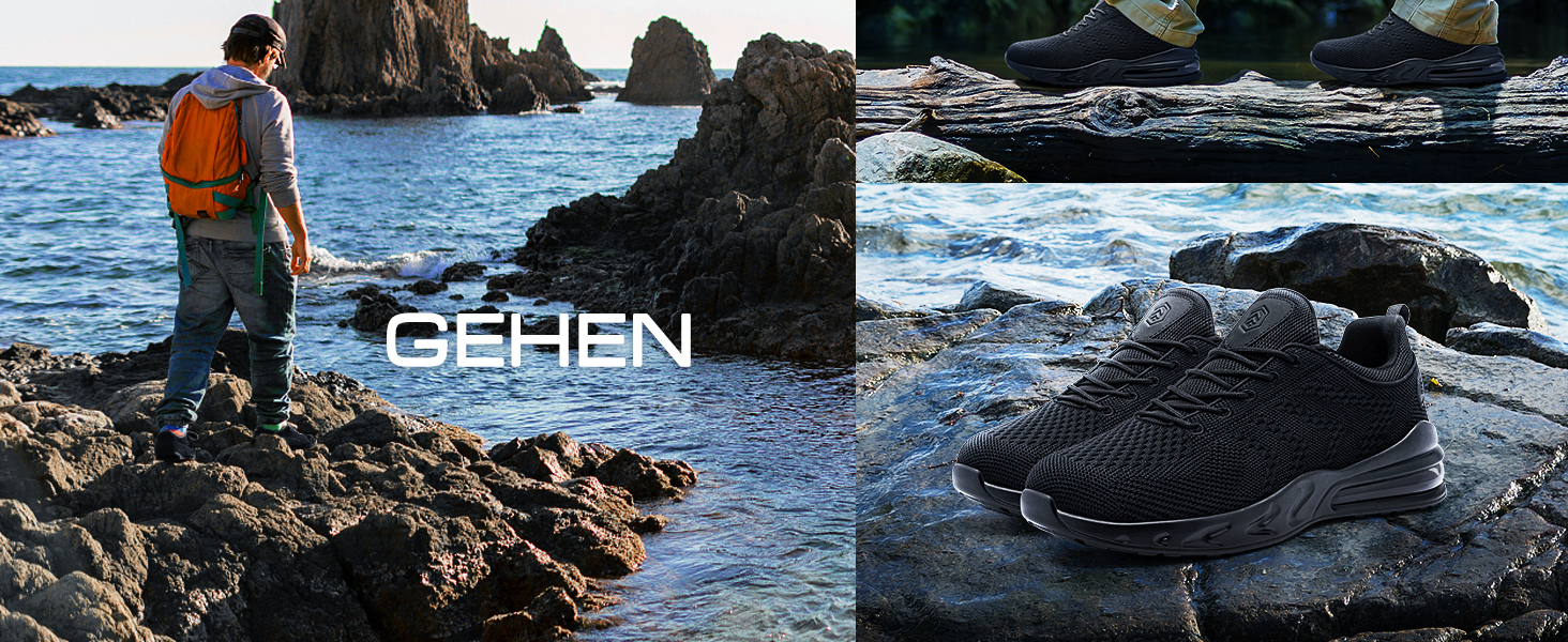 Водонепроникне взуття LARNMERN для чоловіків: спортивне, кухарське, туристичне, повсякденне, фітнес, чорний (46 EU)