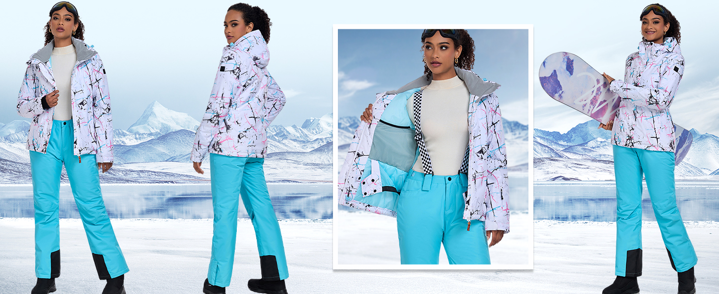 Комплект зимового одягу HOTIAN Daen: водонепроникний, вітронепроникний, для катання на лижах та сноуборді, походів та альпінізму (M, 2 кольори + рожевий)