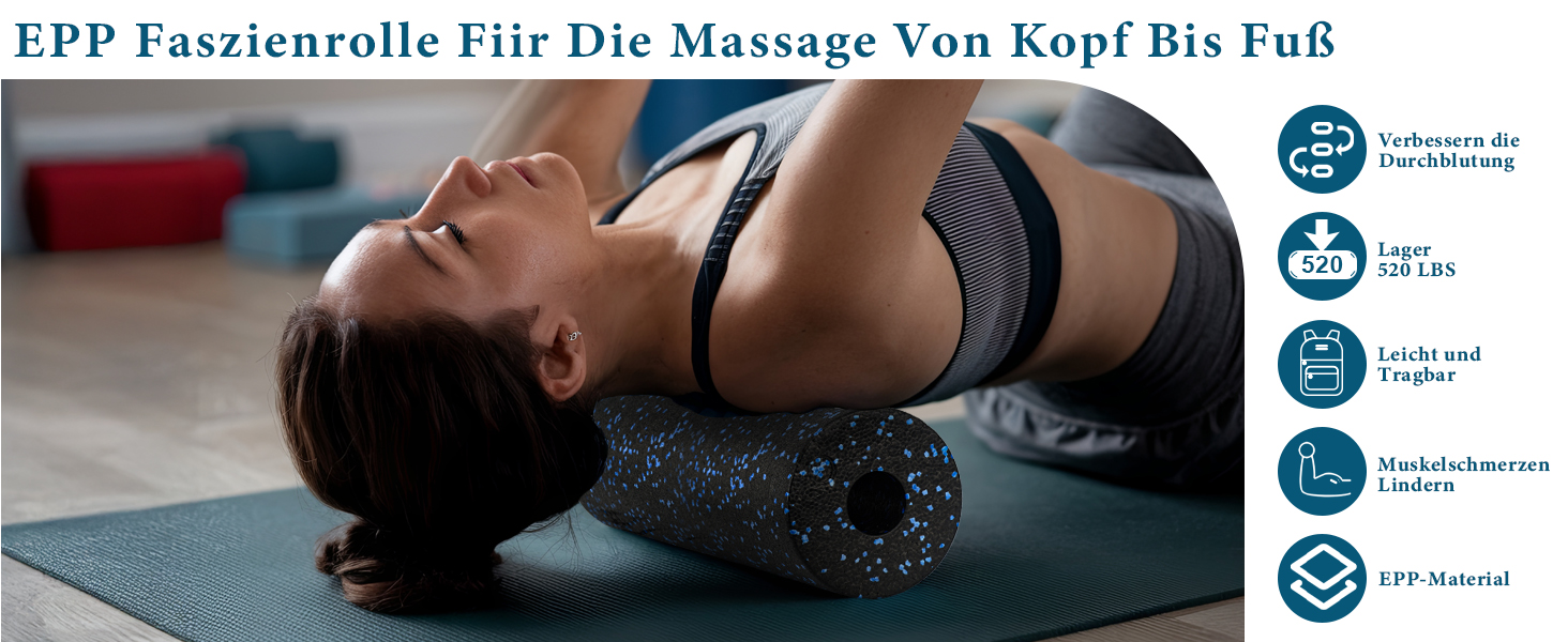 Набір ролерів для м'язів: Foam Roller, м'ячик для фасції, міні ролер, дуобол для йоги та фасціального тренінгу (синій)