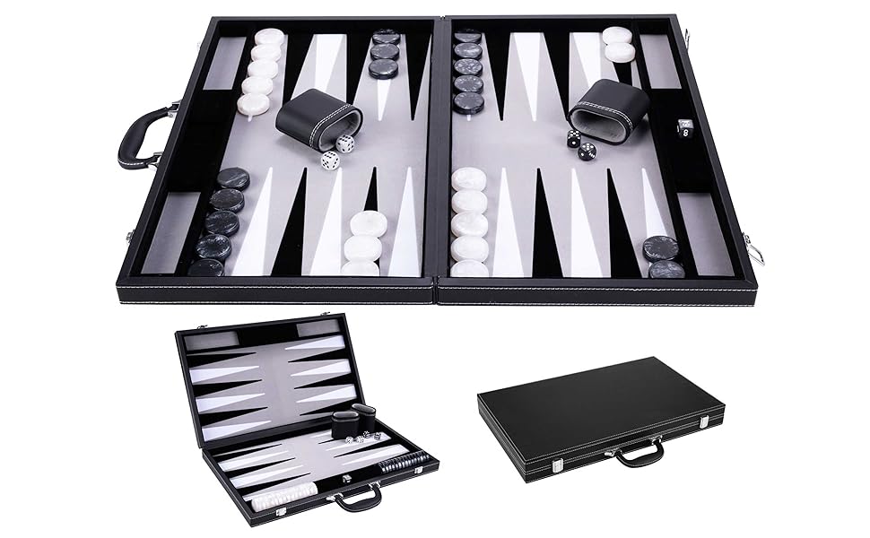 Набір для гри в нарди Engelhart Deluxe 54 см - високоякісні матеріали, нарди з кейсом, кубики та стаканчики