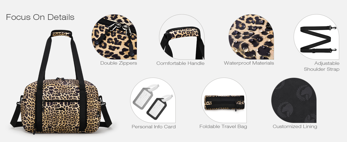 Спортивна сумка-рюкзак SPAHER Leopard: 40x30x20 см, для ручної поклажі Wizzair, Vueling, для подорожей, фітнесу, дамам та чоловікам