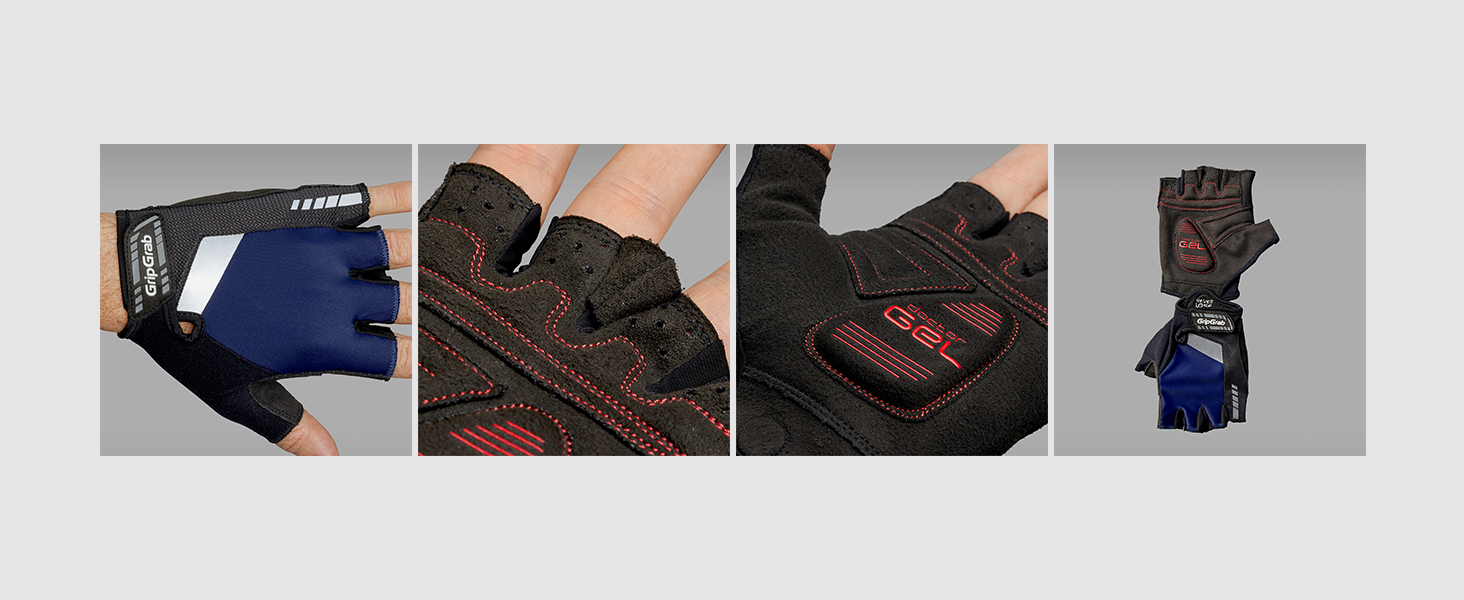 Велосипедні рукавички GripGrab SuperGel 6mm DoctorGel, безпальцеві, літні, напівпальцеві, гель, короткі, темно-синій, XL