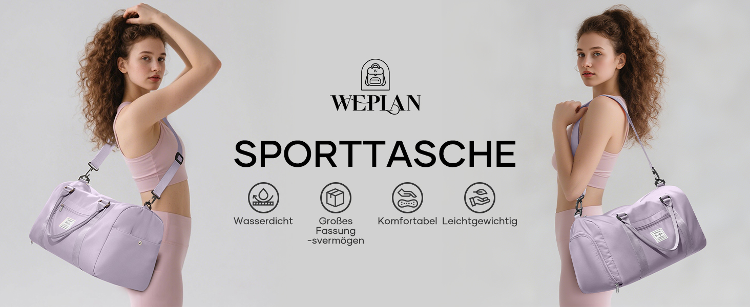 Спортивна сумка-мішок для чоловіків та жінок з відділенням для взуття та мокрих речей, сумка для подорожей, ручна поклажа, фітнес-сумка, сумка для тренувань, блакитний колір (A11-lila)
