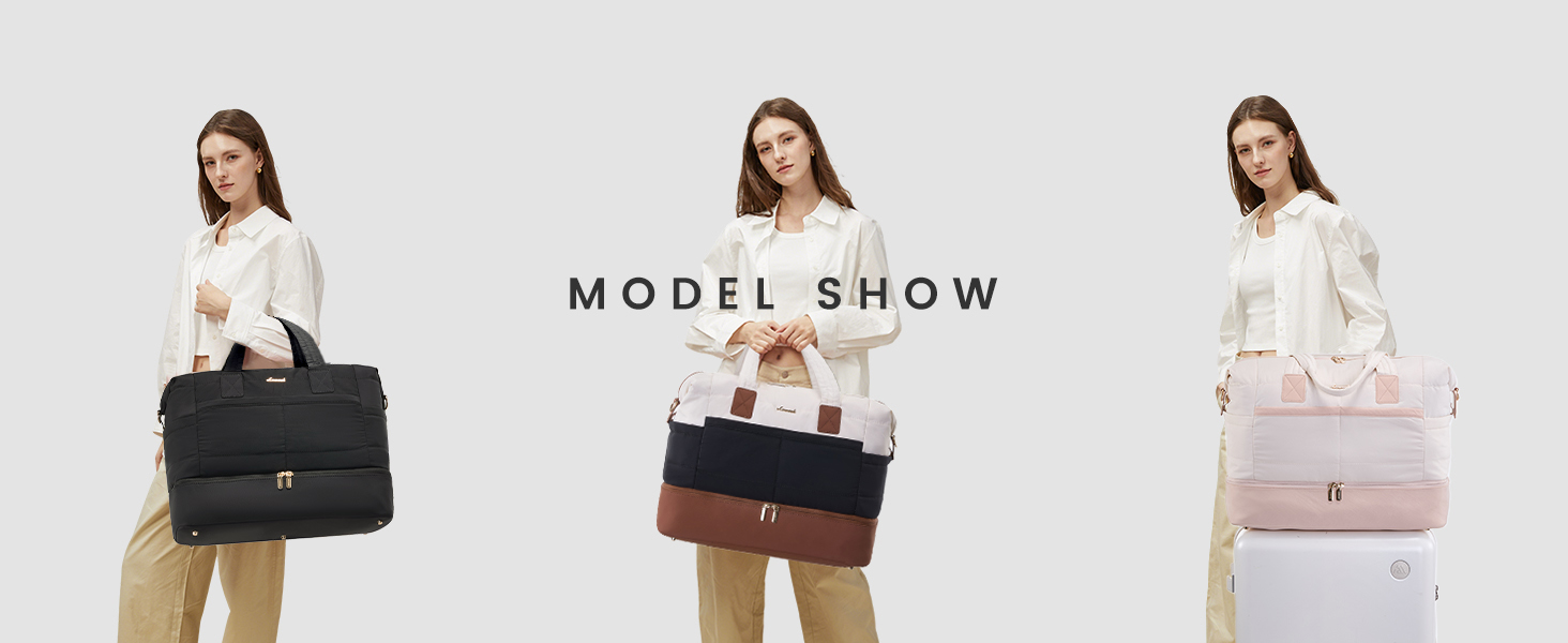 Сумка-мішок LOVEVOOK для вихідних, клінічна сумка, ручна поклажа, легка лікарняна сумка, місткий дорожній мішок з відділенням для взуття та косметичка, спортивна сумка для подорожей, 52x38x25 см (50 л), B-beige Nude