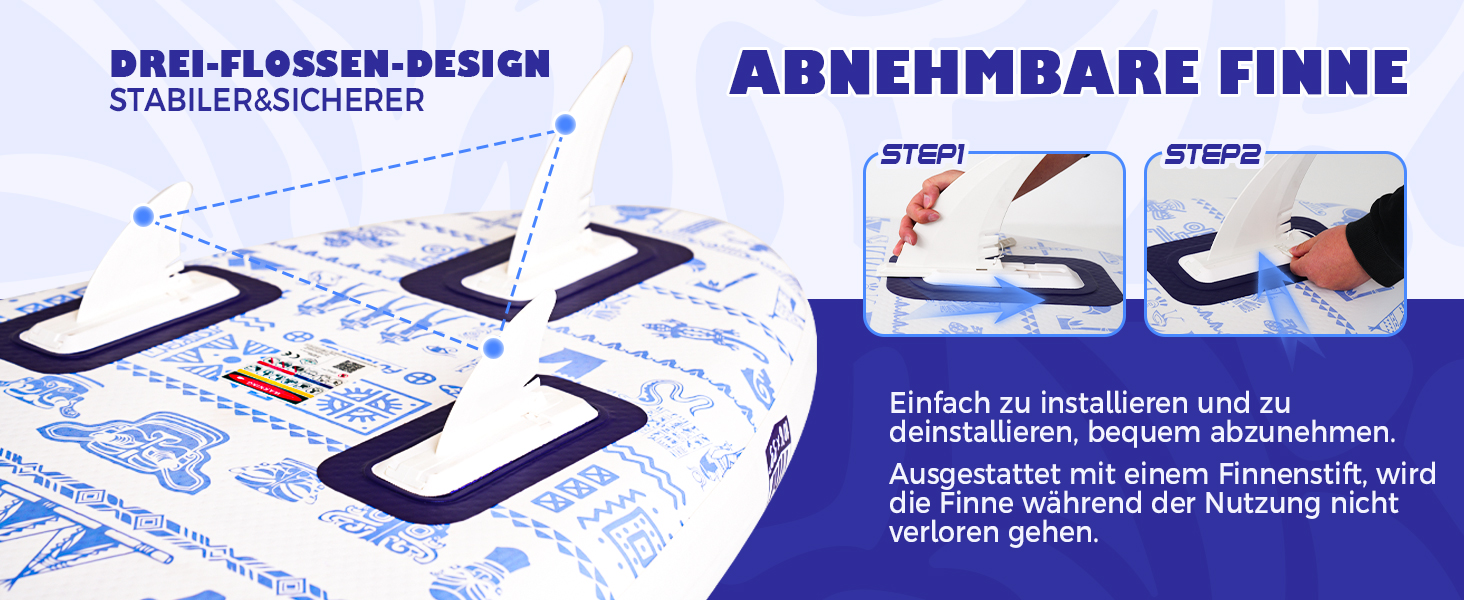 Надувний SUP Борд FunWater 10'6'–11'6' для всіх рівнів підготовки, з антиковзким EVA-деком, веслом, насосом та аксесуарами. Колір: блакитний/білий