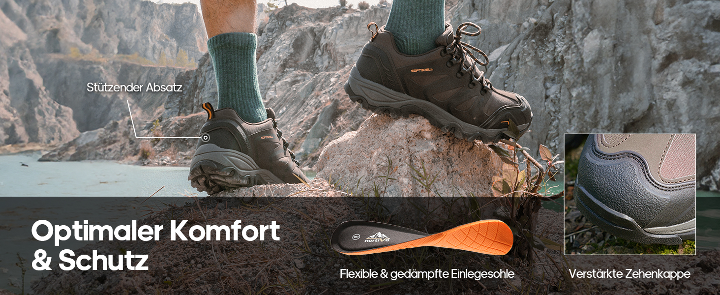 Чоловічі водонепроникні трекінгові черевики NORTIV - водонепроникні, легкі, для хайкінгу, кемпінгу, трекінгу, 45 EU, коричневі, чорні, світло-коричневі