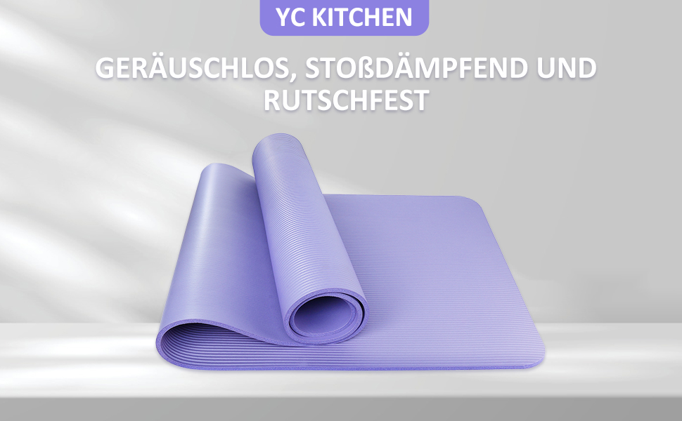 Килимок для йоги YC Kitchen, антиковзаючий, товстий, 185x61x0.8 см (фіолетовий)