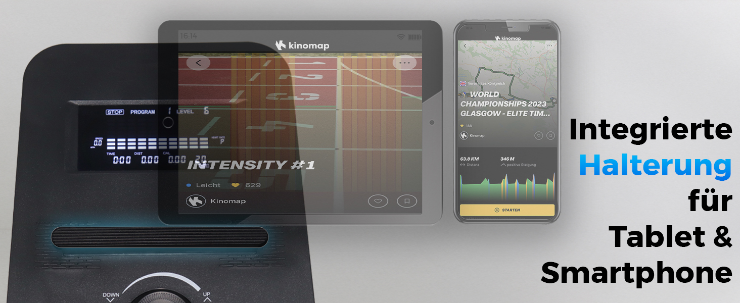 Еліптичний тренажер AsVIVA C28 Pro - 16 кг маховик, тихий ремінний привід, електричне регулювання опору, фітнес-комп'ютер, транспортні ролики