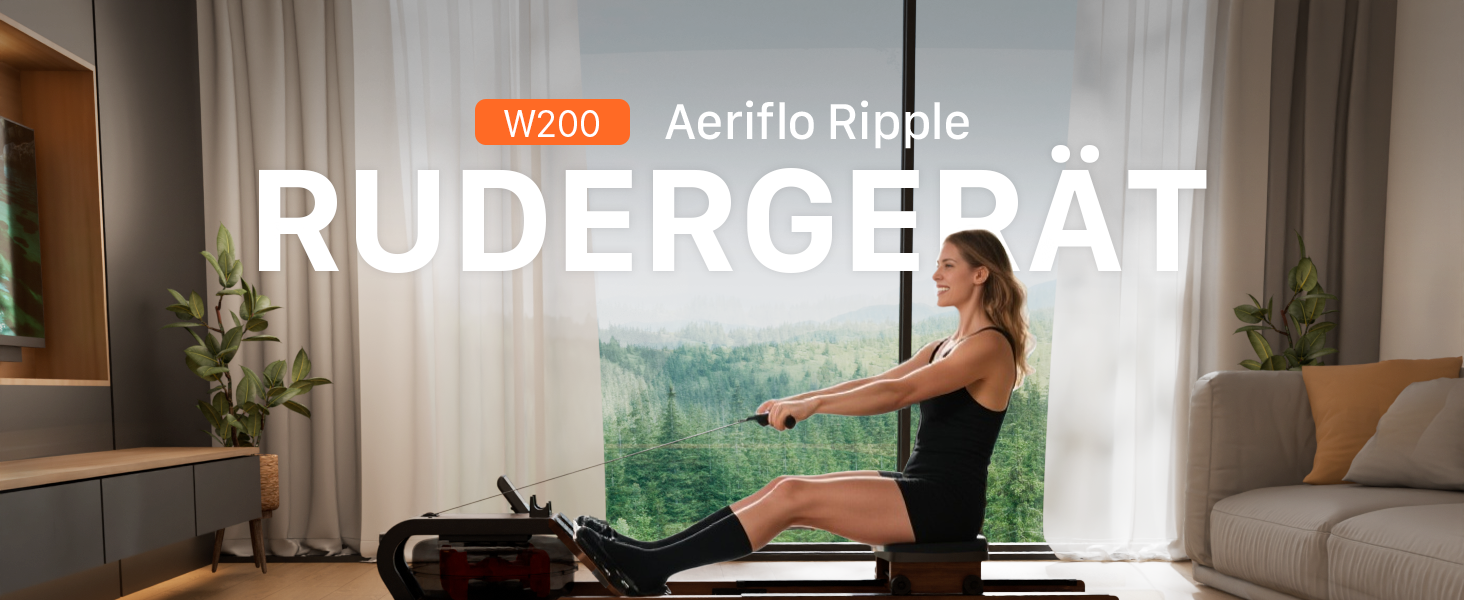 Гребний тренажер Aeriflo W200: Складний дерев'яний тренажер для дому з Bluetooth монітором та зручним сидінням