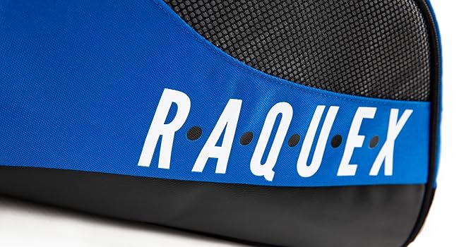 Сумка для ракеток Raquex синьо-чорно-рожева для тенісу, бадмінтону, сквошу, до 6 ракеток, відділення для взуття та аксесуарів