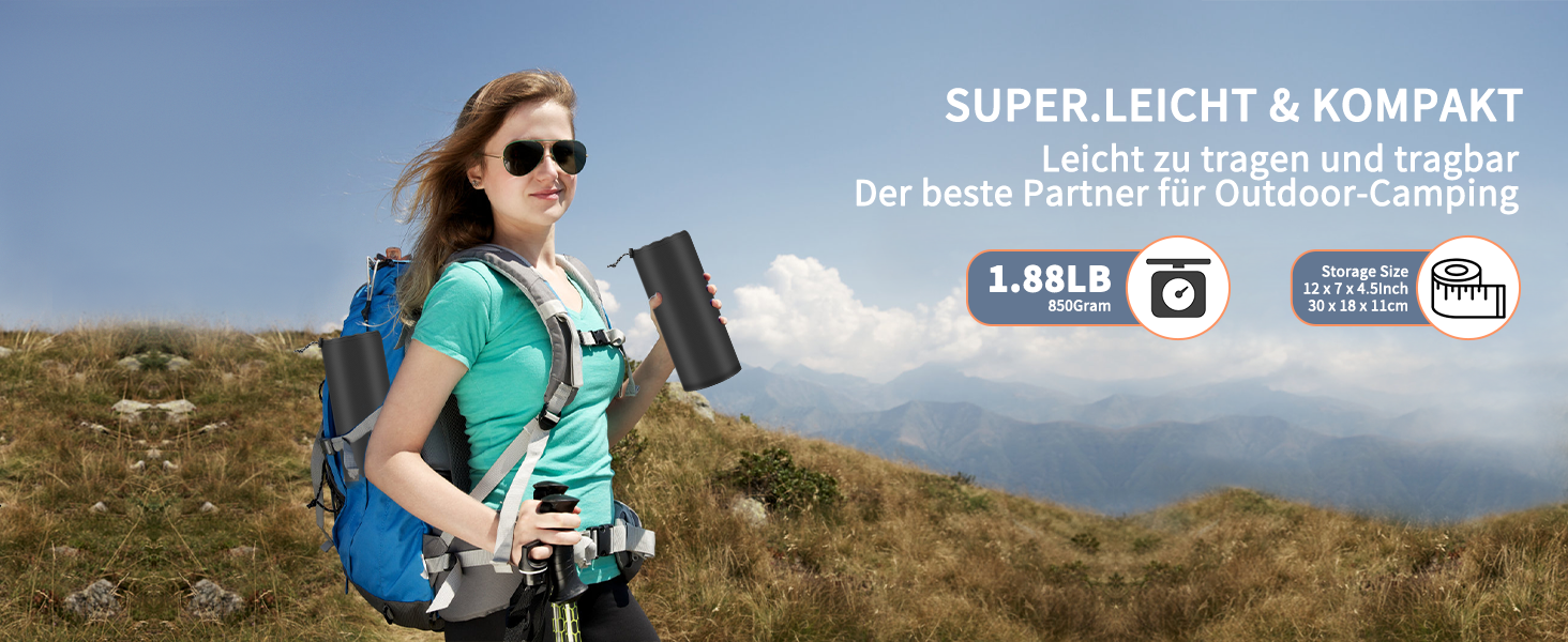 Надувний килимок Isomatte CIXMUS з самонадуванням, 10 см товщини, з насосом та подушкою, водонепроникний, для кемпінгу та відпочинку на природі, зелений