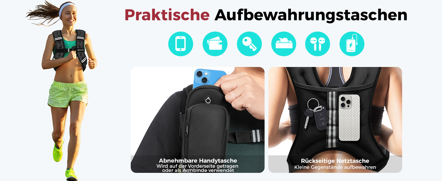 Вага для тренувань BAGAIL, регульований обхват грудей, практична кишеня, наповнена піском, ідеальна для фітнесу, йоги та аеробіки, чорна, 4.5 кг