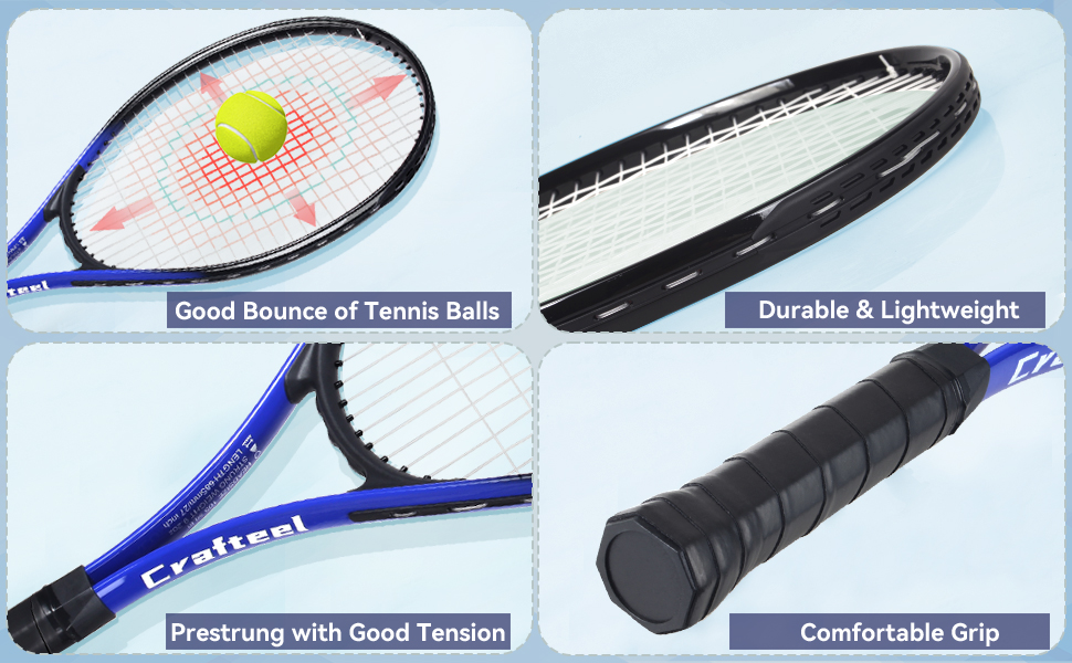 Набір тенісних ракеток 2 шт 68.6 см для сім'ї та початківців 27 дюймів, синій - для активного відпочинку та спорту