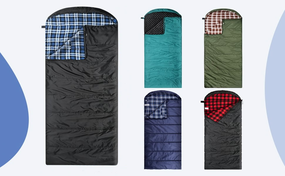 Спальний мішок Baumwoll-Flanell для дорослих, 100% бавовняний, для кемпінгу, походів, 3-4 сезони (Чорний/Блакитний)