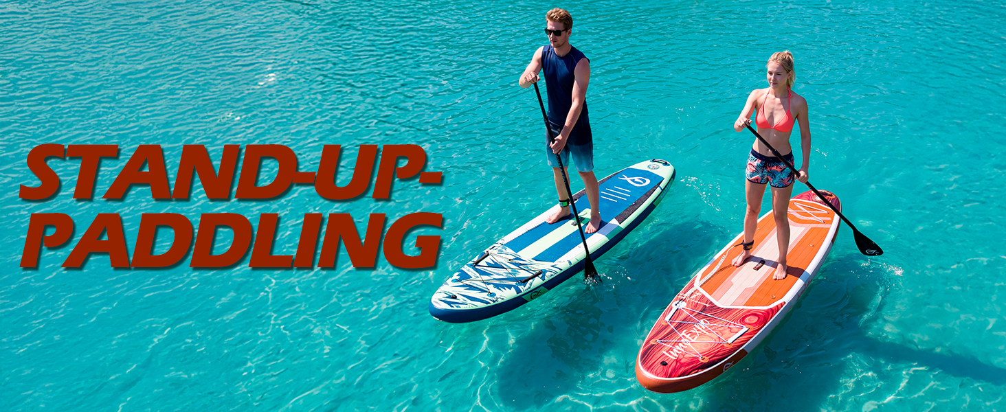 Надувні SUP-дошки InnoExpo 11' з преміум аксесуарами: широка, стабільна дошка з антиковзким деком для підлітків та дорослих (дерево)