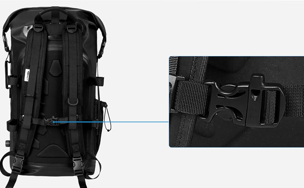 Водонепроникний рюкзак Dry Bag 45L для каякінгу та рафтингу (Чорний)