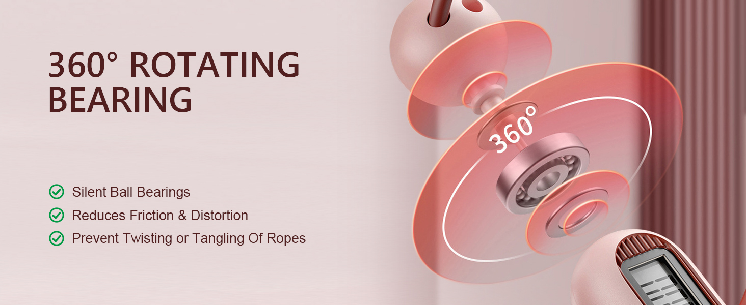 Стрибкове канат Flintronic з лічильником, регульований, з підшипниками та неслизькими ручками, інтелектуальний, з вагою, для тренувань, фітнесу, боксу, рожевий #5