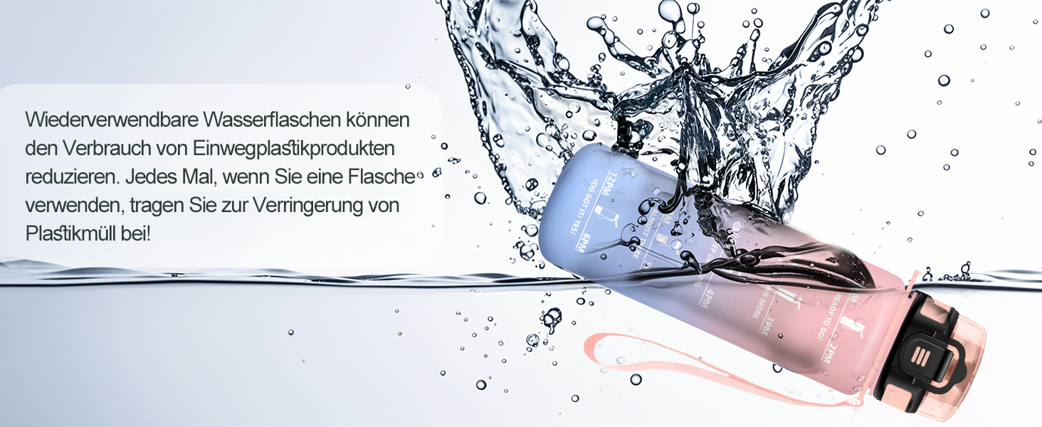 Спортивна пляшка 1л з маркуванням часу, фільтром, для газованої води, велосипеда, бігу, дорослих, 1000 мл, фіолетово-чорна