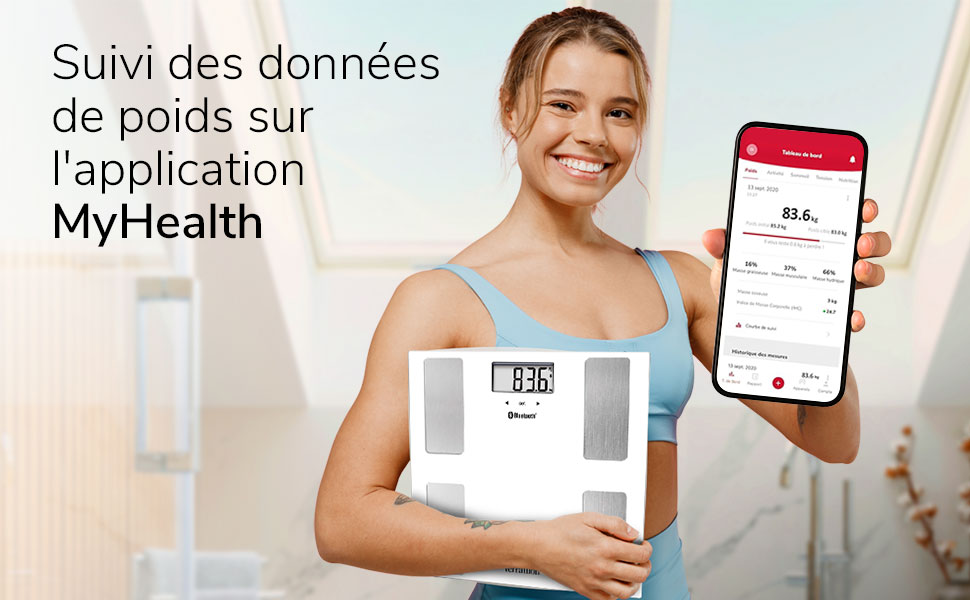Розумні ваги TERRAILLON SMART CONNECT, ІМТ, 8 користувачів, Bluetooth, до 160 кг, білі
