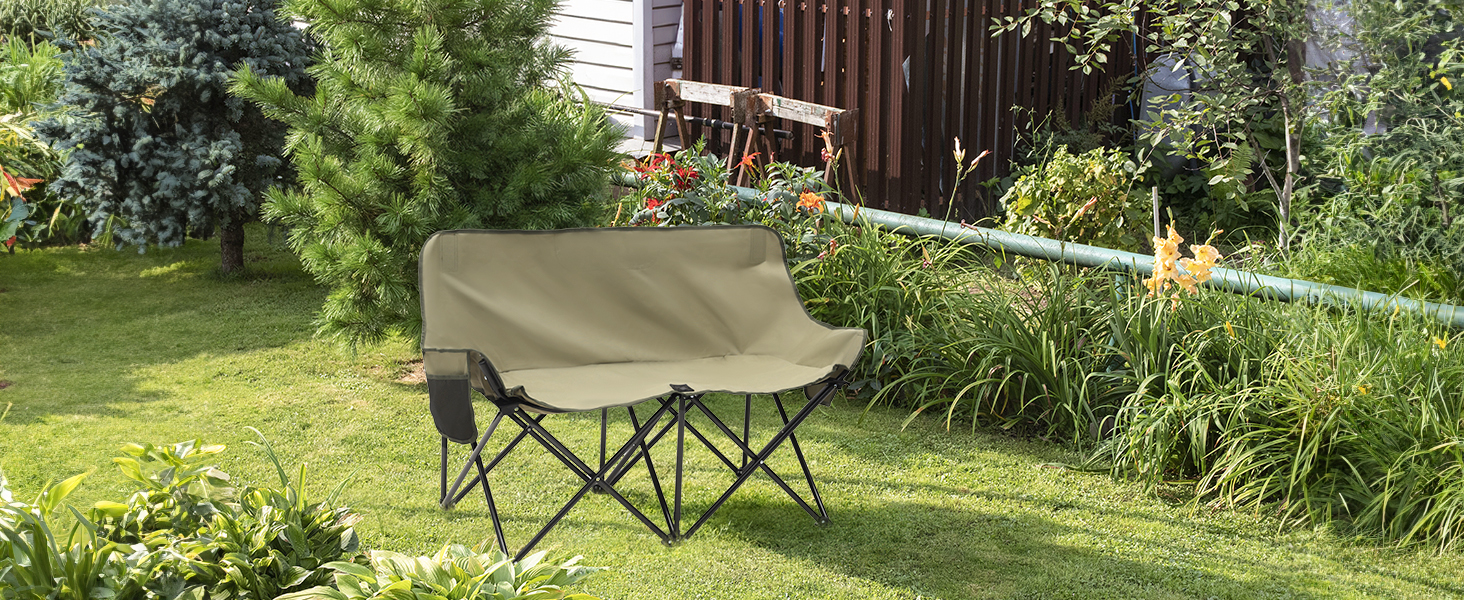 Складне крісло-диван для кемпінгу Sunula на 2 особи - портативне крісло з підлокітниками та сумкою, ідеально для пікніків, кемпінгу, саду, балкону, намету та риболовлі. Синій, 110 см