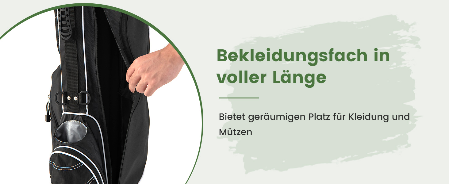 Чорна сумка для гольфу COSTWAY з підставкою, водонепроникною кришкою та 4 відділеннями, легка переносна сумка з відділенням для головок та ременем, для жінок та чоловіків