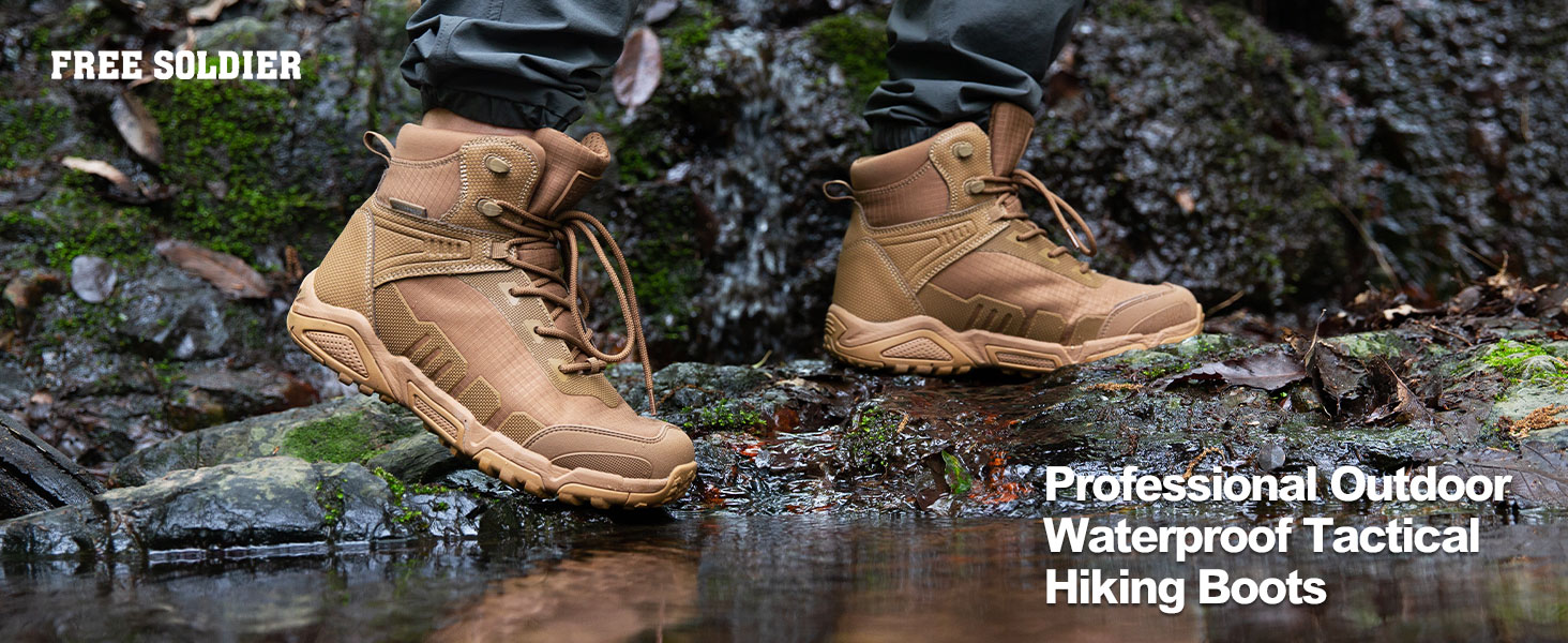 Чоловічі туристичні черевики FREE SOLDIER - водонепроникні, дихаючі, низькі (46 EU, вовчий колір)